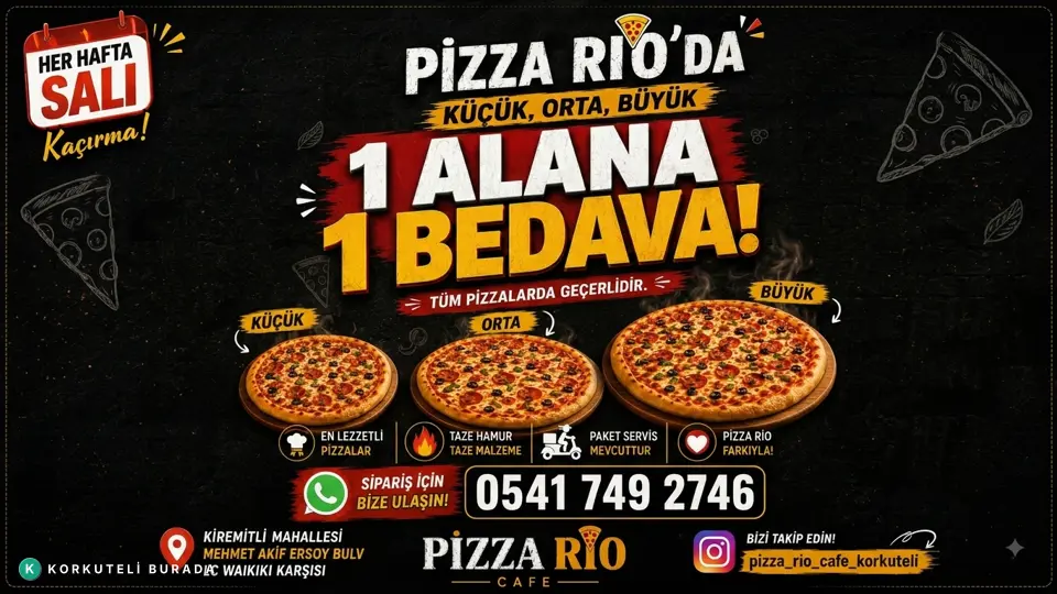 Pizza Rio Çılgınlığı - Her Salı 1 Alana 1 Bedava